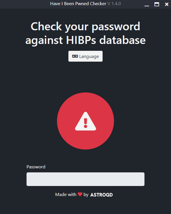 password has been found in database